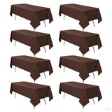 8 Pack Brown Tablecloth 60 x 126 Inch Polyester Table Cloth for 8 Foot Rectangle Tables, Wrinkle Resistant Washable Decorative F