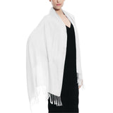 Glory Max Women Large Soft Silky Pashmina Shawl Wrap Scarf In Plain Solid Colors (White)