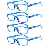Kerecsen 4 Pack Reading Glasses for Women/Men,Spring Hinges Readers Glasses Lightweight Eyeglasses (4 Pack Blue, 1.75, diopters)