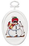 Janlynn 114341 18 Count Mini Counted Cross Stitch Kit, 2.75Inch, Oval, Skiing Dude