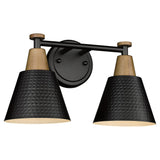 FEMILA Black Bathroom Light Fixtures, 2-Light Bathroom Vanity Lights Over Mirror with Hammered Metal Shade, Modern Wall Sconces