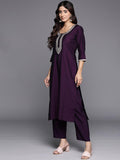Libas Women'S Silk Blend Kurta Sets (Gs816_Purple_2Xl)