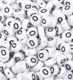 Ludthaw 100Pcs Number Beads White Acrylic 7x4mm Plastic White Round Number 0 Beads for Jewelry Making Bracelets Necklaces Making