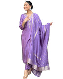 Anni Designer Women'S Rayon Viscose Embroidered Straight Kurta With Pant & Dupatta (Paritosh Purple_L_Purple_Large),Purple,L,,,