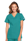 VNeck Womens Scrubs Top Workwear Originals with RibKnit Back Panels WW645, XS, Teal Blue