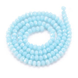 10 Strands Light Sky Blue Faceted Rondelle Glass Loose Beads 4mm Briolette Crystal Glass Beads 1230pcs for Bracelets Jewelry Mak