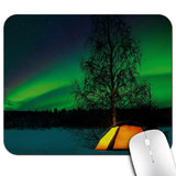 Knseva Aurora Borealis Office/Gaming Mouse Pad 9.5x7.9, Anti-Slip Mat for Desk, Camping Tent Under Starry Field Nature Scene Pic