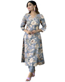 Gosriki Women'S Cotton Blend Straight Printed Kurta With Pant (Dhun Grey-Gs_Xl_Grey_X-Large),Grey,,B0D9YK5GBP