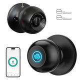 DSJJBLL Fingerprint Door Lock, Smart Door Knob with Lock, Biometric Door Lock with App Control & Key, Keyless Door Locks for Bed