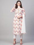 Anni Designer Women'S Cotton Blend Printed Kurta And Pant With Dupatta Set (Kaleping-White_Xxl_White_Xx-Large),White,2XL,Cotton Blend,Regular,Dupatta