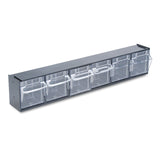 deflecto 20604OP Tilt Bin Plastic Storage System w/6 Bins, 23 5/8 x 3 5/8 x 4 1/2, Black