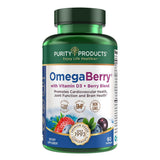 Purity Products OmegaBerry Fish Oil with Vitamin D3 and Organic Acai - 1250mg Concentrated Molecularly Distilled Ultra Pure Omeg