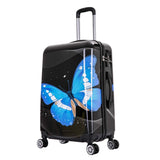 InUSA Black Butterfly Print Luggage with Spinner Wheels | Durable Lightweight Hardside Suitcase | Travel Bag with Handle and Tro