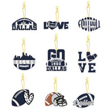 Rertcioph 9 Pcs Football Diamond Painting Kits DIY Double Sided Diamond Art Keychains Hanging Ornament Kits Fans Gift for Dallas