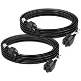 FIRMERST 1875W 15 Amp 10 Feet 3 Prong Extension Cord 14 Gauge Black, 2 Pack