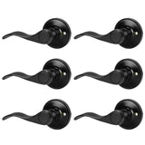 Gobrico Left Handed One-Sided 6 Pack Dummy Levers, No-Turning Door Handles in Matte Black, Wave Style Door Knob