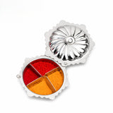 Salvus APP SOLUTIONS Durable Steel Haldi Kumkum Box/Sindoor dibbi Set for Pooja: Enhance Your Pooja Rituals (Silver_ 7 Cm)
