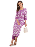 Anni Designer Women'S Rayon Blend Printed Straight Kurta With Pant (Pustak Begani-Vks01_L_Begani_Large),Begani,L,,,
