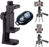 Universal Phone Tripod Mount Adapter with Wireless Camera Remote, Cell Phone Holder with Adjustable Clamp for Selfie Stick Monop