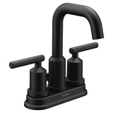 Moen Gibson Matte Black TwoHandle Centerset High Arc Modern Bathroom Faucet with Drain Assembly, Contemporary Black Sink Faucet