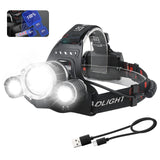 BORUIT LED Rechargeable Headlamp,Super Bright Head Lamp Flashlight,Battery Powered 4 Modes IPX4 Waterproof Headlamps for Adults