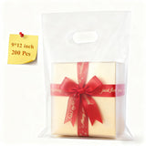 COSGOOLK 200 Pcs Plastic Bags With Handles 9x12, Clear Gift Bags Shopping Merchandise bags for Small Business Retail Stores Gift