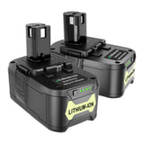 KUNLUN 6.0Ah 18V Lithium Battery Compatible for Ryobi 18 Volt ONE+ P102 P103 P104 P105 P107 P108 P109 P122 Cordless Tools 2-Pack