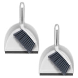 NACENA Mini Broom and Dustpan Set 2 Packs, Small Dust Pan and Brush Set with Handle Dustpan Teeth for Cleaning Hair Suitable for