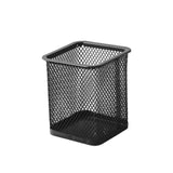 Aryamurti Metal Mesh Pen Holder, Black, Round & Square Cylindrical Design, AntiSlip Bottom, Desk Organiser for Office Stationer