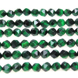 MJDCB Best Sellers Natural Stone Beads Faceted Polygon Green Tiger Eye Crystal Energy Stone Healing Power for Jewelry Making(8mm