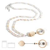 LENYNAL Retractable Lanyards for ID Badges and Keys, Beaded Lanyards for Women Natural Stone, Teacher Lanyard High-Performance C