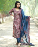 Anni Designer Women'S Rayon Blend Straight Printed Kurta With Pant & Dupatta (Parimat Red_Xl_Red_X-Large),Red,XL,,,