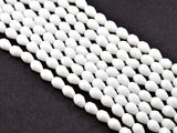 The Design Cart White Opaque Drop/Briolette Crystal Bead (3 Mm * 5 Mm) (1 String) For ? Jewellery Making, Beading, Embroidery, A