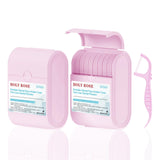 Holy Rose Pink Dental Floss Picks, 2 Travel Floss Cases with Twin Line Flosser 104 Count,Mint Flavored,Floss Sticks Toothpicks i