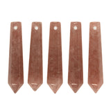 50mm Natural Strawberry Quartz Hexagonal Wand Jewelry Making Crystal Pointed Chakra Reiki Healing Beads 2mm Hole Drilled(Pack of