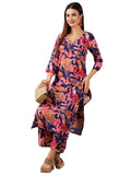 Anni Designer Women'S Cotton Blend Straight Printed Kurta With Palazzo (Chinki Blue_S_Blue_Small),Blue,S