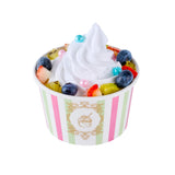 Coppetta 8 Ounce Dessert Cups, 50 Greaseproof Ice Cream Cups - Lids Sold Separately, For Hot And Cold Foods, Green And Pink Stri
