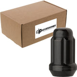DPAccessories Black M12x1.50 Lug Nuts for Aftermarket Wheels - Closed End Spline Tuner - 34mm (1.35) Tall - Bulk Box of 100 - D5