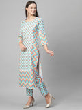Anni Designer Women'S Cotton Blend Printed Straight Kurta With Pant (Rcb-See-Green-Nw_S_See Green_Small),See Green,S,Cotton Blend,Regular,Kurta