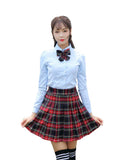 Beautifulfashionlife Womens 80s Costume Fancy Outfit School Stripes Skirts (L,Black Mixed Rose Red)