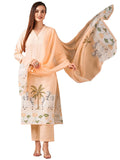 Anni Designer Women'S Cotton Blend Straight Printed Kurta With Pant & Dupatta (Gosala Peach-Nw_L_Peach_Large),Peach,L