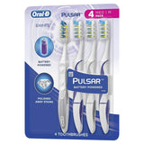 OralB Pulsar Vibrating Bristles Toothbrush, Medium, 4 Pack (Colors May Vary)