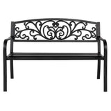 CIPACHO Outdoor Cast Aluminum Patio Bench, Garden Bench with Curved Legs Rose Pattern,Porch Bench Chair for Park Balcony Backyar