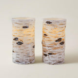 H-BLOSSOM Flickering Flameless Candles Birch Bark Effect Battery Operated Real Wax Pillar Candles LED Candles with Cycling 5H Ti