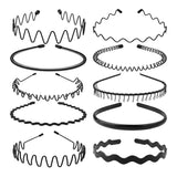 JERLITU Metal Headbands, With Teeth Hairband for Men, Womens Headbands, Unisex Black Wavy Spring Outdoor Sports, Simple Elastic