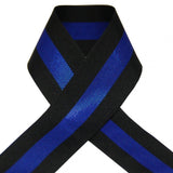 USA | American Made 1-1/2 Thin Blue Line Royal Sparkle Striped Grosgrain Ribbon (Royal Blue & Black Ribbon) - 50 Yards