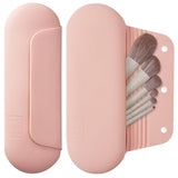 Zollyss Silicone Makeup Brush Holder, Travel Cosmetic Bag With AntiFall Magnetic Closure, Portable Case For 614 Brushes (Pink