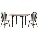 Sunset Trading Selections 3 Piece 48 Rectangular Extendable Dining Windsor Arrowback Chairs | Drop Leaf Table Solid Wood Dinette