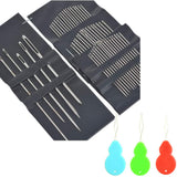 BronaGrand 55 Count/Set MultiSized Stainless Steel Big Eye Hand Sewing Needles with 3 Threaders