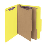 Smead Pressboard Classification File Folder with SafeSHIELD Fasteners, 2 Dividers, 2 Expansion, Letter Size, Yellow, 10 per Box